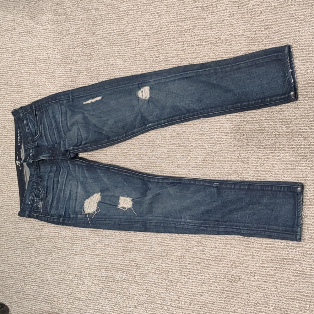 Ripped 7 Jeans with Gold detail in back